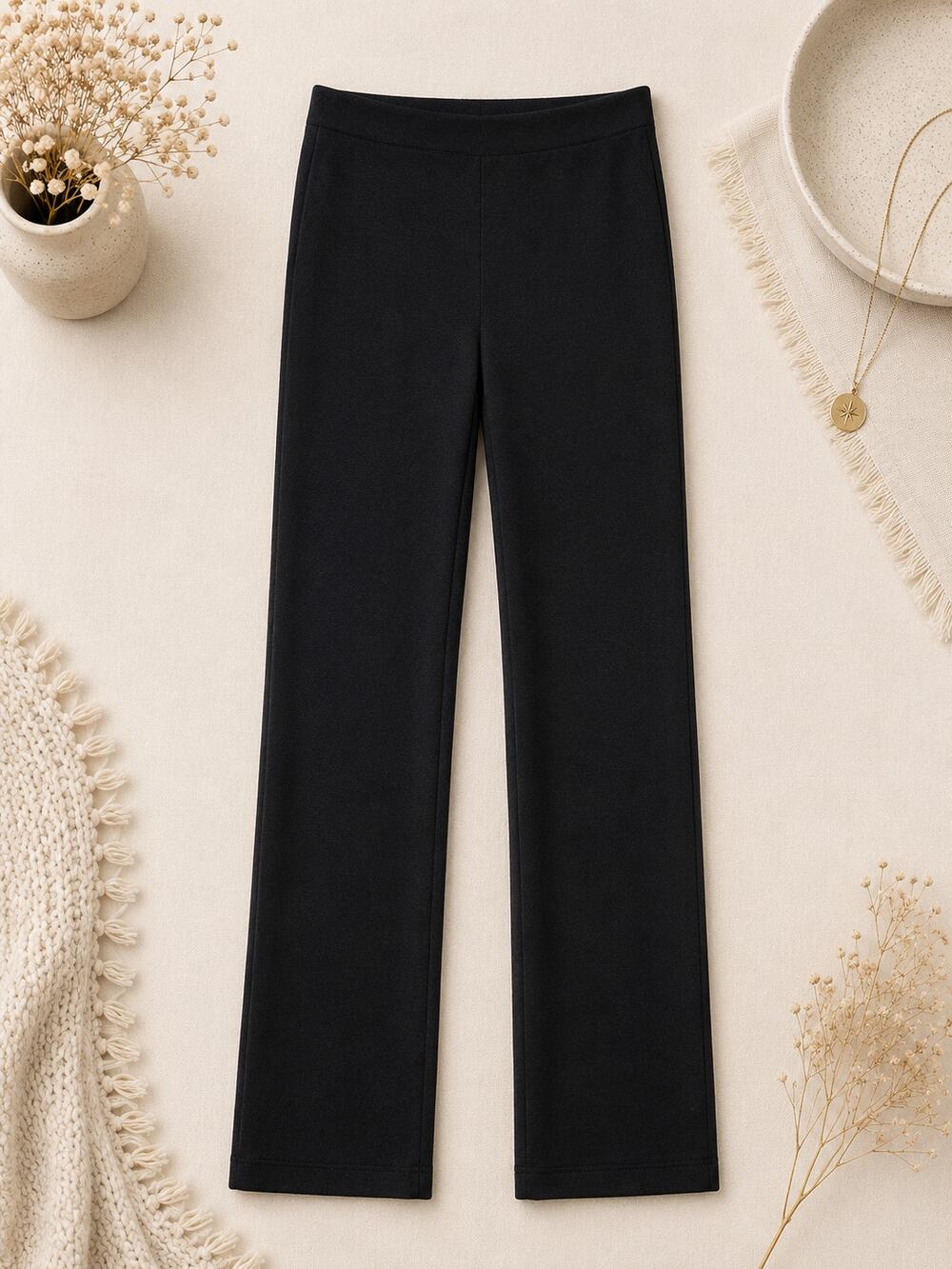 Eileen Fisher Women's Ponte Knit Slim Straight Pull On Pants Heathered Grey SZ M